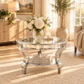 Silver Mirror Coffee Table Warm Beige Style