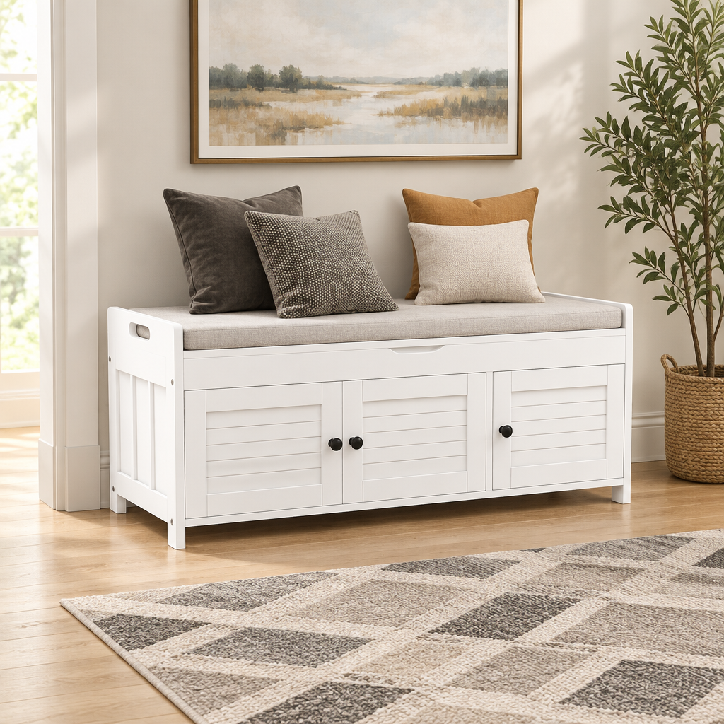 Storage Bench with Cushion New Background