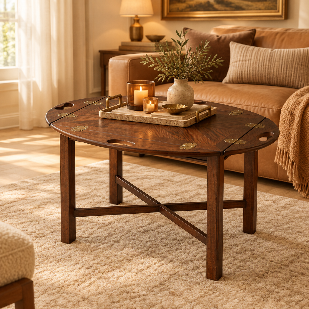 Walnut Butler Tray Coffee Table Square Scene